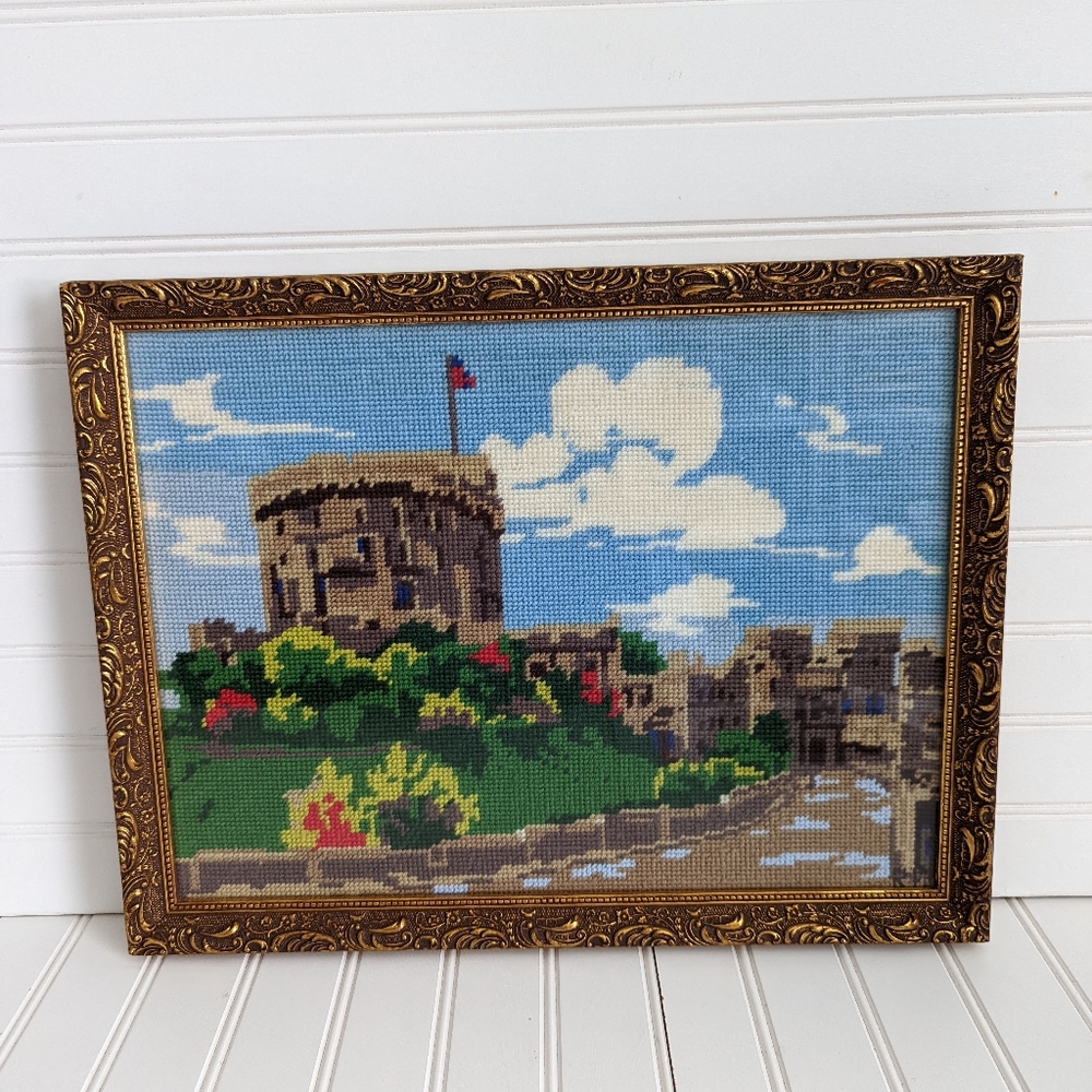 Vintage Windsor Needlepoint Framed Picture 17" x 13.5"